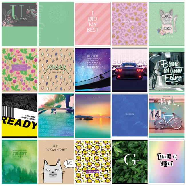 Тетрадь 48 клетка "Super Mix-20" скрепка, BG (8/80)