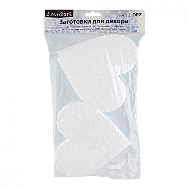 Заготовка для декорирования " Сердечки" 150мм 15 х2 х15см 4шт, №01, Love2art/DPZ-25