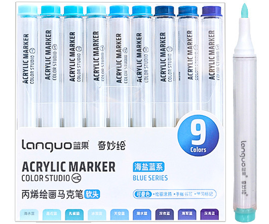 Маркер акриловый 9 цв. DD-301/LG-5 "Синие оттенки" 1-3мм, кисть, многогранный корпус, в уп ПВX M510-1 (1/48/192) Маркер акриловый 9 цв. DD-301/LG-5 "Синие оттенки" 1-3мм, кисть, многогранный корпус, в уп ПВX M510-1 (1/48/192)