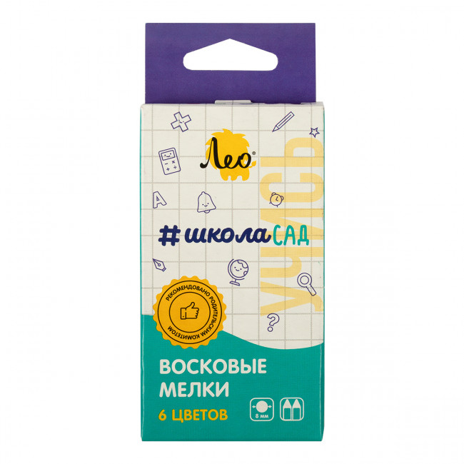 Восковые мелки 6цв "Учись", Лео/LCS-06