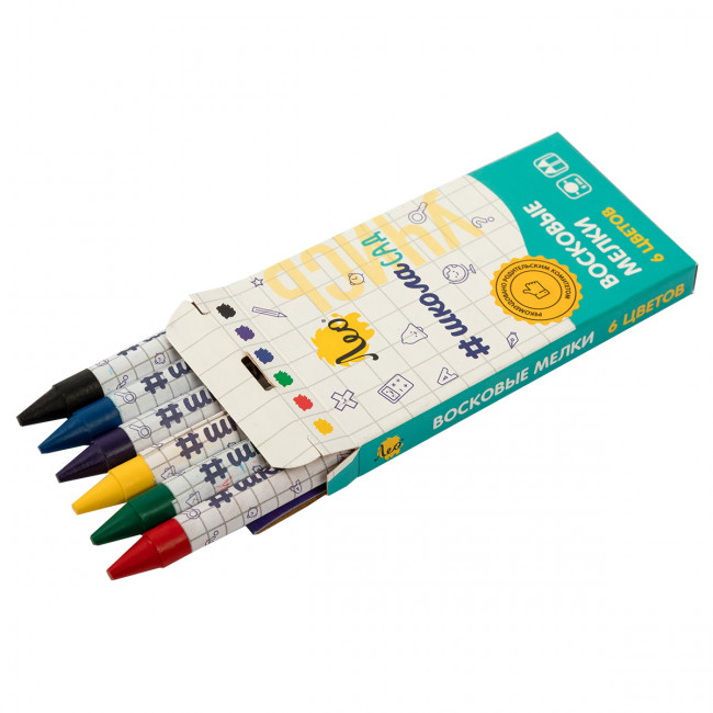 Восковые мелки 6цв "Учись", Лео/LCS-06
