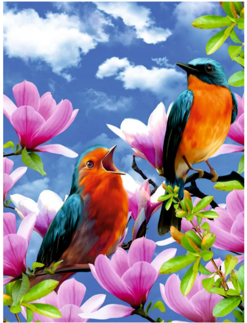 Алмазная мозаика 30*40 на подрамнике "Весенняя трель", полная выкладка, VA016