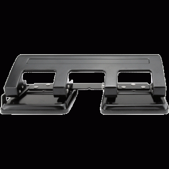 Дырокол "Attomex" на 4 отверстия (20 листов) металлический, со встроенной линейкой, в картонной коробке, черный