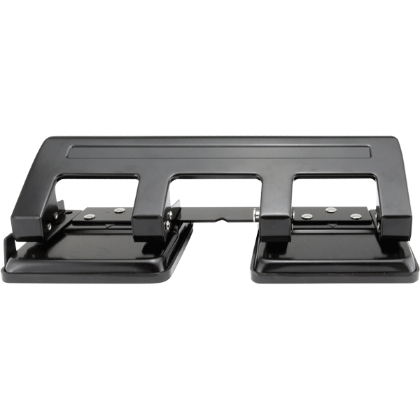 Дырокол "Attomex" на 4 отверстия (20 листов) металлический, со встроенной линейкой, в картонной коробке, черный