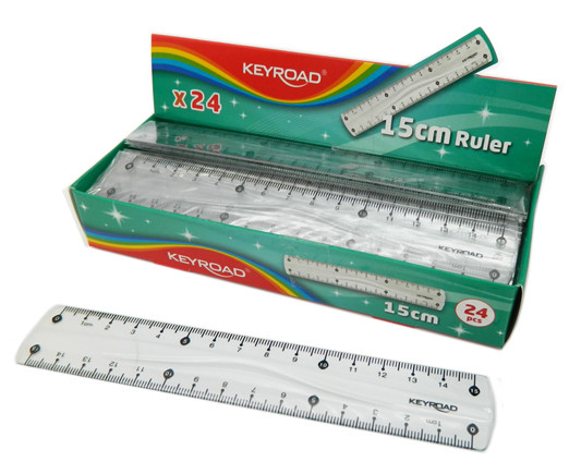 Линейка 15 см. пластиковая KEYROAD прозрачная, в к/кор KR971323 (24/384)