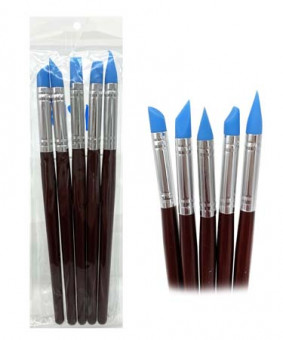 Кисти набор 5 шт. Силикон с резиновым наконечником, для моделирования, в ПВХ-пакете, DE-199/HP-6 (1/1/300)