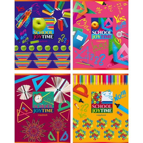 Тетрадь общая А5 скоба 48л. клетка "School joy" (ассорти)(10/80)