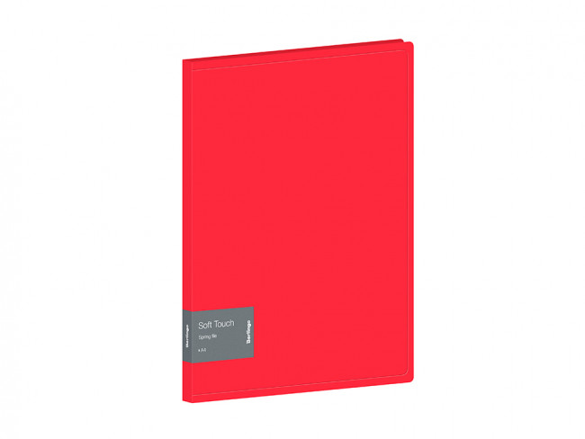 Папка с пружинным скоросшивателем Berlingo "Soft Touch", 17мм, 700мкм, красная, с внутр. карманом