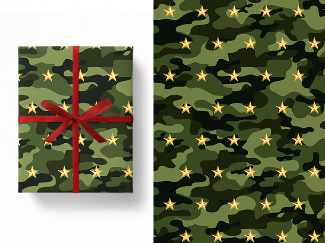 Бумага подарочная 80гр/м2, 100см х 70см, "Милитари", Микрос/Ч43089 (5)