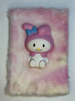 Блокнот детский А5 80л клетка"My Melody", меховая обложка с игрушкой-свиш, MAG-1645