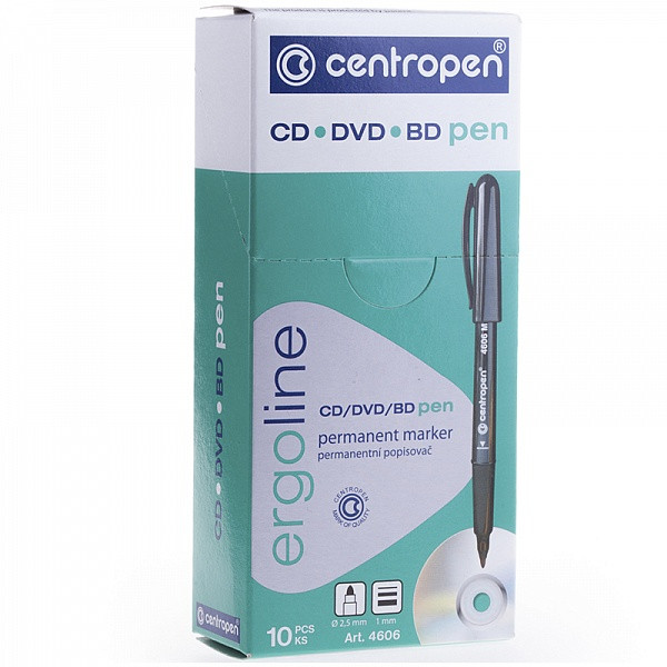 Маркер д/CD CENTROPEN CD-PEN 1,00 мм черный круглый (10)