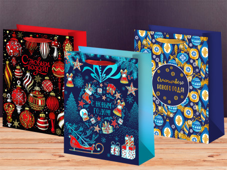 Пакет подарочный 26-32см матовая ламинация, микс, Микрос/Ч45372 (12)