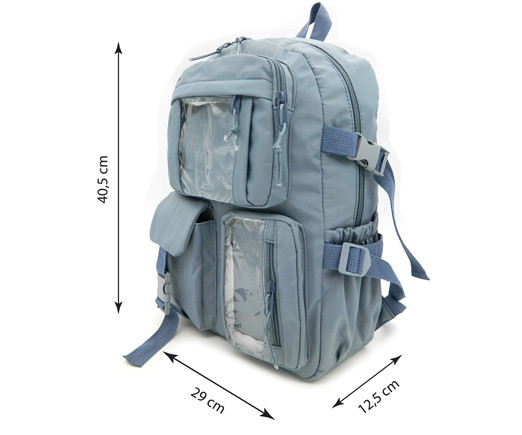 Рюкзак   WC-8 Синий 40*29*10см, текстиль, 1 отделение, 6 наружных карманов, 3 внутренних, в ПВХ-пакете (1/30)