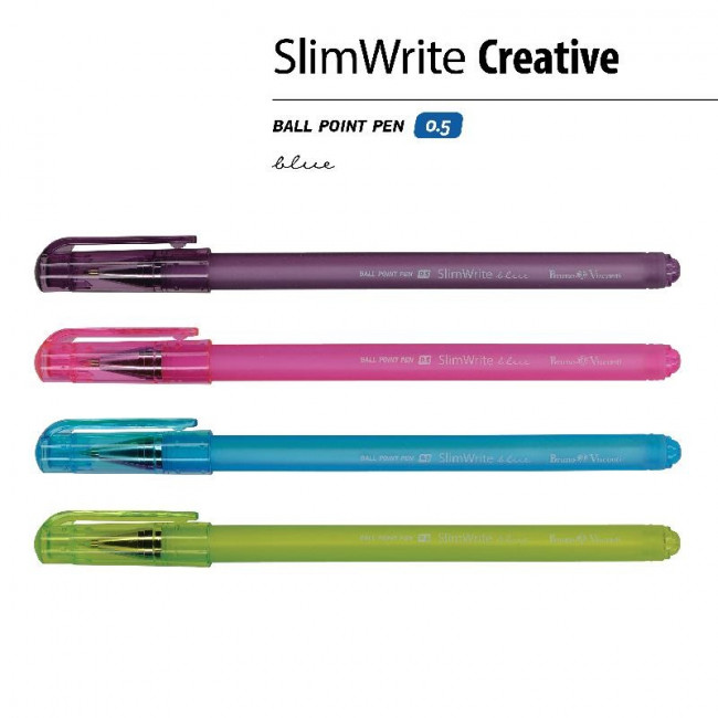 Ручка шариковая 0,5мм синяя "SlimWrite. Creative", BV/20-0019 (24)