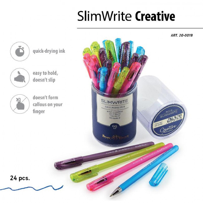 Ручка шариковая 0,5мм синяя "SlimWrite. Creative", BV/20-0019 (24)