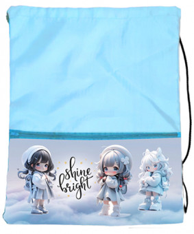 Мешок для обуви DA-284 "Сияй" голубой полиэстер 33*38.5см, карман на молнии, чёрные завязки (1/10/500) Мешок для обуви DA-284 "Сияй" голубой полиэстер 33*38.5см, карман на молнии, чёрные завязки (1/10/500)