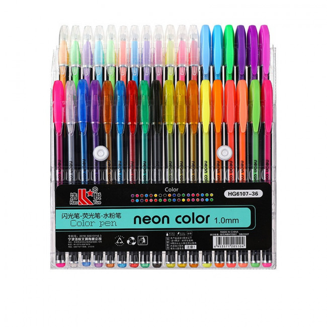 Набор гелевых ручек, 1,0мм 36цв ароматизированные, неоновые, ZUIXUA, HG6107-36