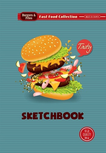 Скетчбук А5 "Фастфуд" (жест подложка, на спирали, 50л, крафт блок) 50-1687