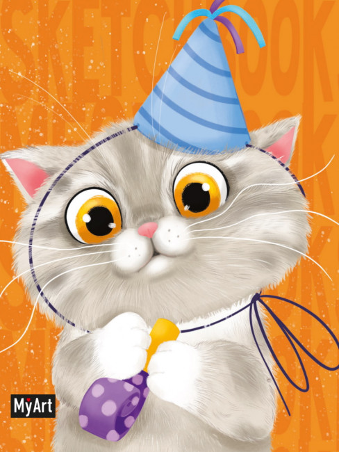 Скетчбук "Котик в колпачке" из серии "MeowBook" MyArt, Формат: 120x150x11 160стр, Проф-Пресс