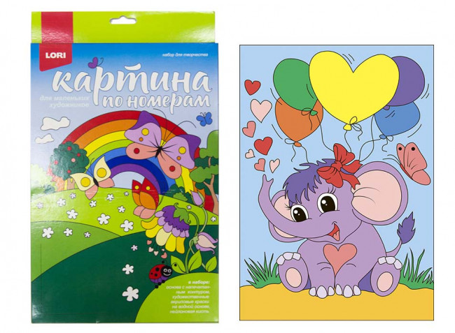 Картина по номерам для малышей "Забавный слоненок" LORI (10)