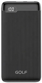 GOLF LCD21/ Powerbank 10000 mah/LED дисплей/In Micro usb,Type-C/Out Type-C,USB1А,2.1A/Black GOLF LCD21/ Powerbank 10000 mah/LED дисплей/In Micro usb,Type-C/Out Type-C,USB1А,2.1A/Black