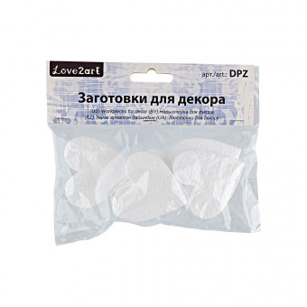 Заготовка для декорирования " Сердечки" 50мм 5 х1 х5см 5шт, №01, Love2art/DPZ-24