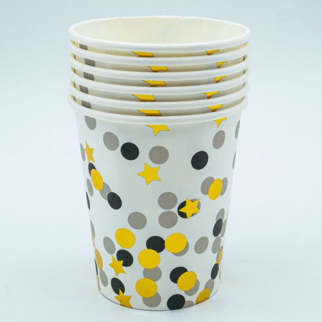 Стаканы 250мл бумажные "Конфетти", 6шт, Микрос/Ч48640