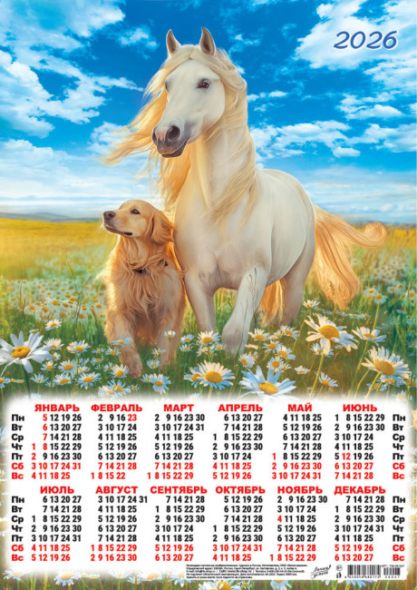 Календарь-плакат А3 2026г "Прогулка в ромашках", ПМ-26-047