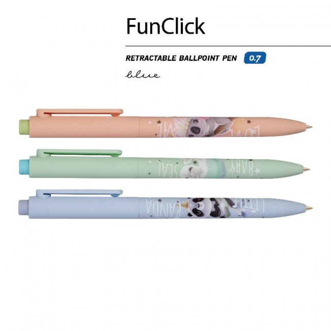 Ручка автоматическая 0,7мм синяя "FunClick. Милота зашкаливает", BV/20-0297/01 (24)