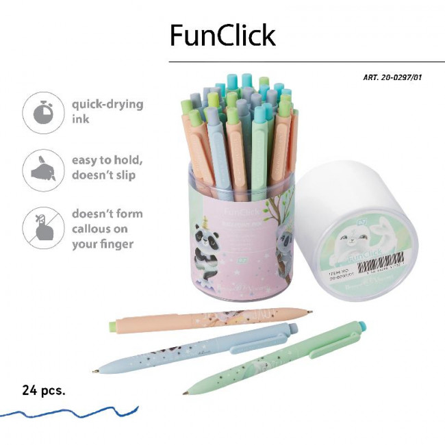 Ручка автоматическая 0,7мм синяя "FunClick. Милота зашкаливает", BV/20-0297/01 (24)