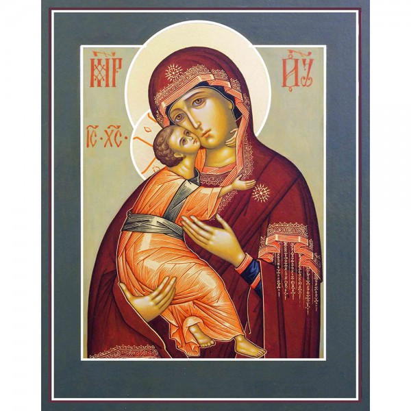 Алмазная мозаика 40*50 на подрамнике "Владимирская икона", частичная выкладка, ALM084