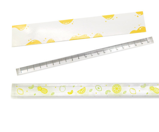Линейка 20 см. акриловая CI-219/CH-6 "Лимон" четырёхгранная прозрачная, цвета в ассортименте, в упаковке ПВХ №MQ2060 (10/50/200)