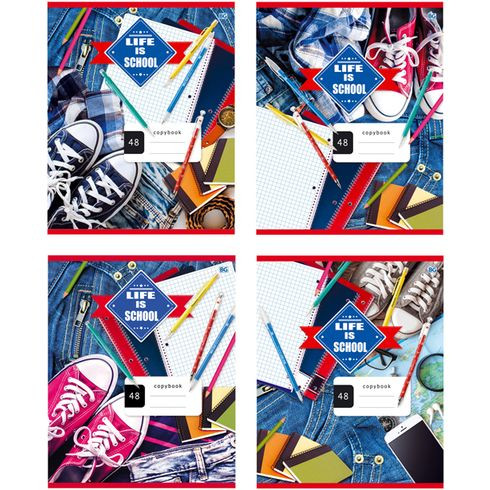 Тетрадь общая А5 скоба 48л. клетка "School Team" ламинация глянцевая (ассорти) Тетрадь общая А5 скоба 48л. клетка "School Team" ламинация глянцевая (ассорти)