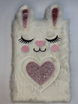 Блокнот детский А5 80л клетка"Заяц", меховая обложка с апликацией, MAG-1635