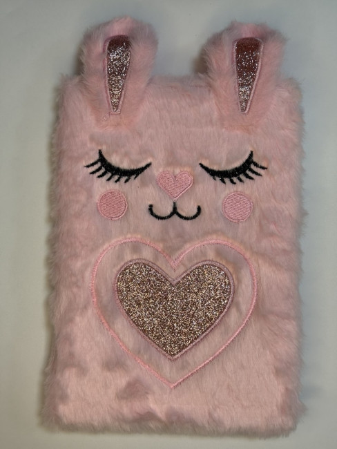 Блокнот детский А5 80л клетка"Заяц", меховая обложка с апликацией, MAG-1635