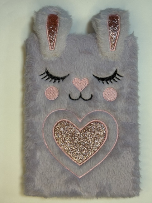 Блокнот детский А5 80л клетка"Заяц", меховая обложка с апликацией, MAG-1635