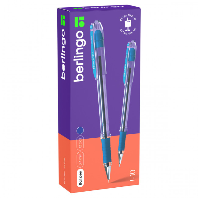 Ручка шариковая 0,4мм синяя "I-10", BERLINGO/CBp_40012 (12)