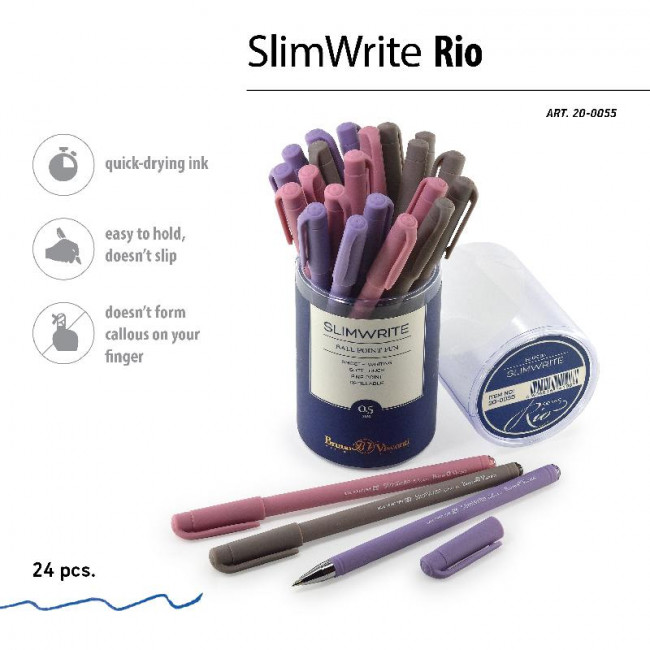 Ручка шариковая 0,5мм синяя "SlimWrite. Rio", BV/20-0055 (24)