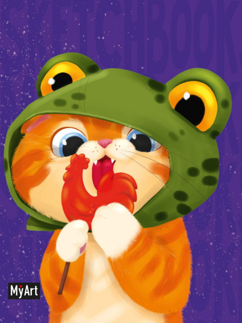 Скетчбук "Котик с леденцом" из серии "MeowBook" MyArt, Формат: 120x150x11 160стр, Проф-Пресс