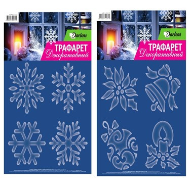 ТРАФАРЕТ ВИТРАЖНЫЙ, DARLENS, 25Х25 СМ, АССОРТИ