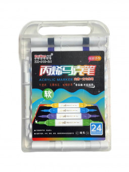 Набор акриловых маркеров 24 цв. двухсторонние пулевидные, ZUIXUA/ZX-618-24 Набор акриловых маркеров 24 цв. двухсторонние пулевидные, ZUIXUA/ZX-618-24