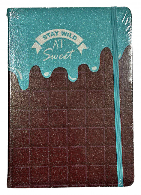 Блокнот 21 х 14,5 см, 96 л., внутренний блок в клетку, плотность бумаги 70г/м2, твердая обложка, на резинке, 4 дизайна в ассортименте, термоусадочная плёнка, картонный дисплей