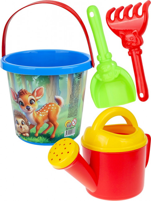 Песочный набор "Лесная полянка": ведро, лопатка 13см, лейка +грабли, Рыжий Кот/НАБ-4793 Песочный набор "Лесная полянка": ведро, лопатка 13см, лейка +грабли, Рыжий Кот/НАБ-4793