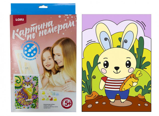 Картина по номерам для малышей "Зайчик с морковкой" LORI (10)