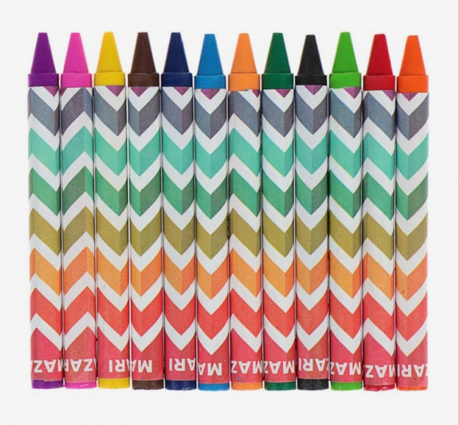 Мелки восковые d-8 мм 12цв "Dino" круглый корпус, Mazari/M-6383-12 (144)