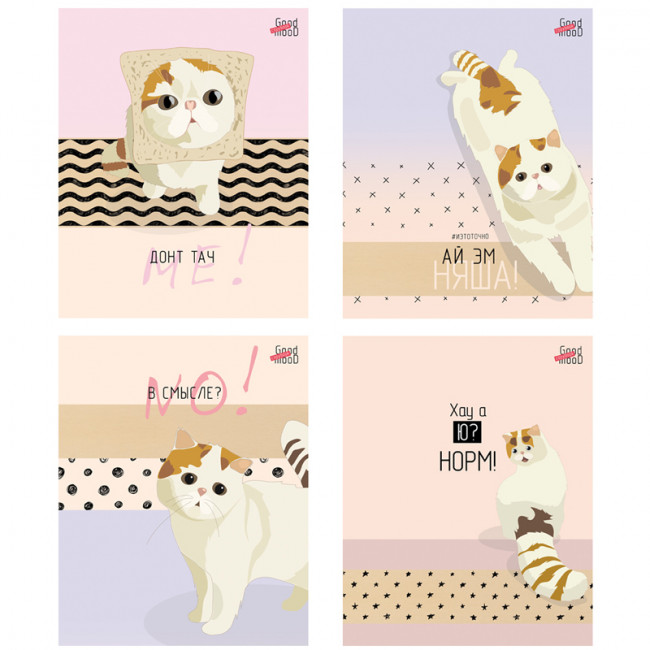 Тетрадь 48л., А5, клетка BG "Ай эм няша!", выб. лак, BG