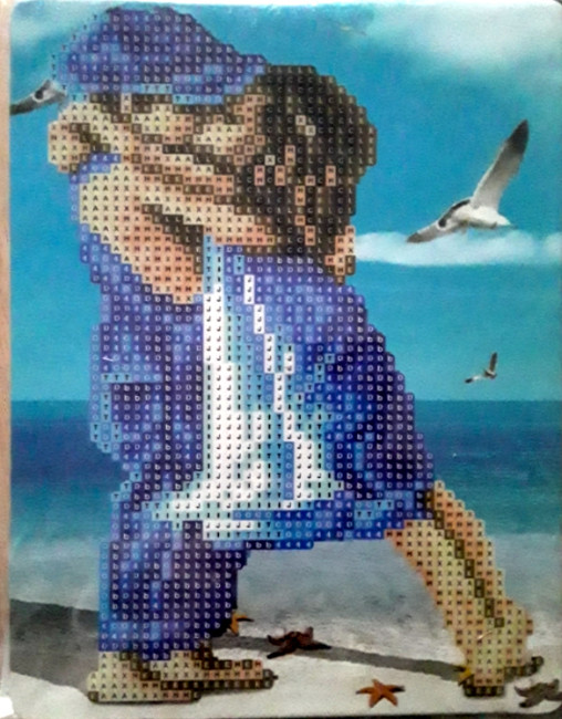 Алмазная мозаика: для детей; пара на пляже, размер 15*20 см. МС-5412- JK 24963