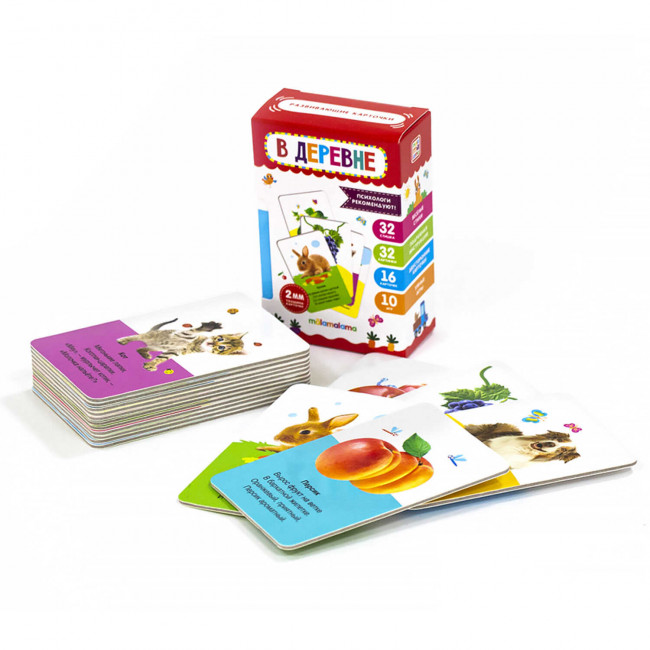 Карточки "В деревне" обучающие, 11,5x7,5см 16шт, MaLaMaLaMa
