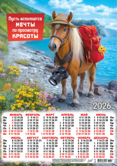 Календарь-плакат А3 2026г "Пусть исполнятся мечты", ПМ-26-014
