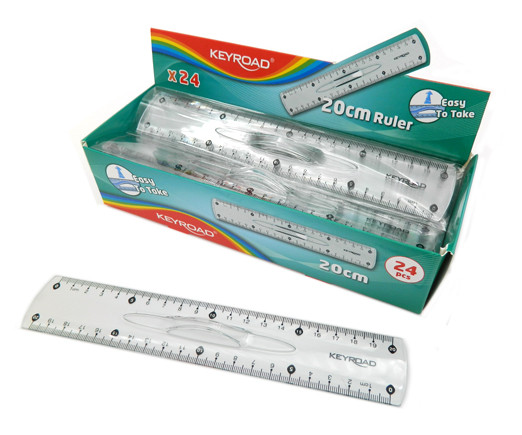 Линейка 20 см. пластиковая KEYROAD прозрачная, с держателем, в к/кор KR971172 (24/384)